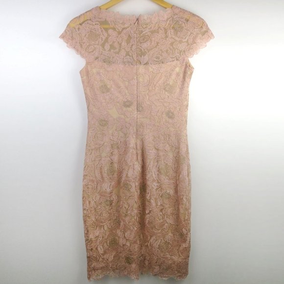 Tadashi Shoji Rose Motif Lace Sheath Dress Size 4 - Picture 8 of 11